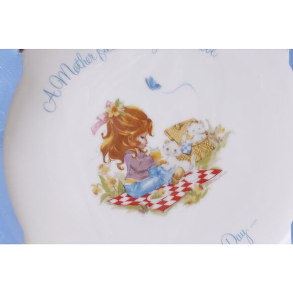 1970s Little Girl Happy Mother's Day, Decorative Plate, Genuine Porcelain - Picture 2 of 3